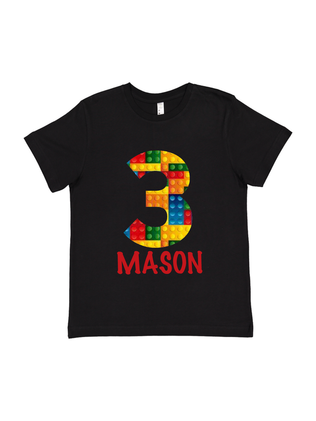 black building blocks birthday shirts