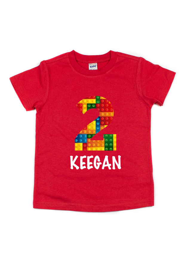 red building blocks birthday shirts