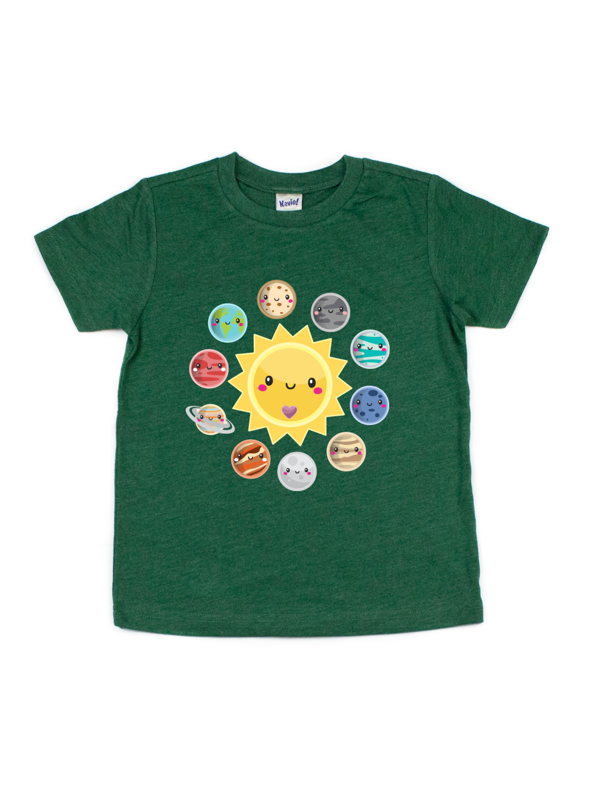 kids solar system hunter green shirt