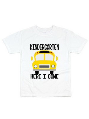 Kindergarten Here I Come Kids Shirt in White