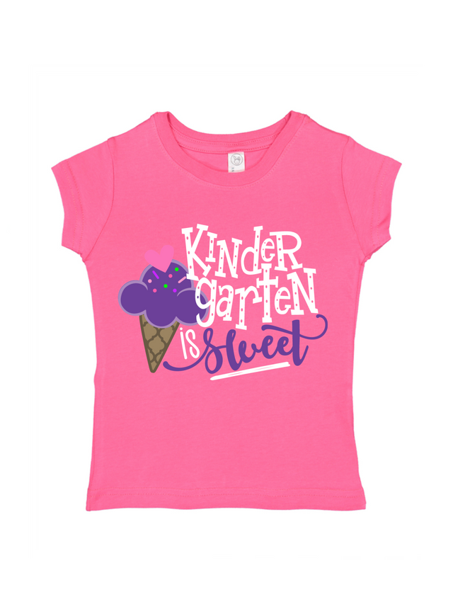 Kindergarten is Sweet Girls Shirt in Raspberry Pink