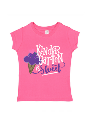 Kindergarten is Sweet Girls Shirt in Raspberry Pink