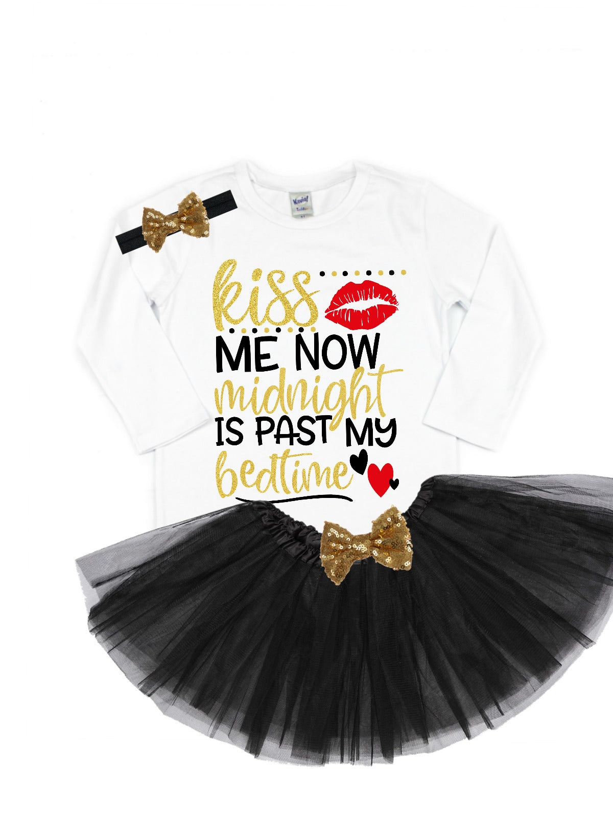 kiss me now midnight is past my bedtime tutu outfit girls new years set