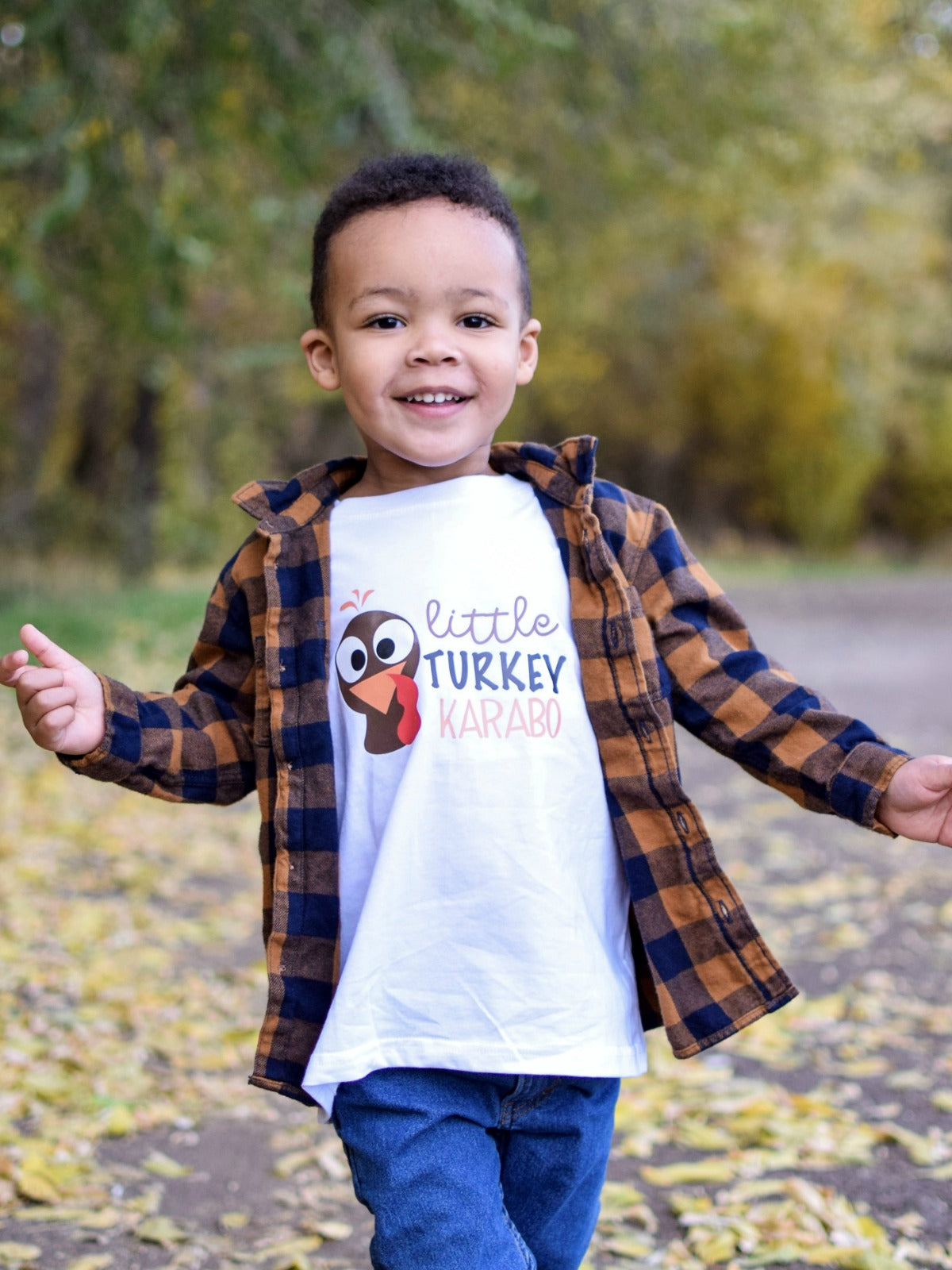 personalized little turkey thanksgiving t-shirt for boys
