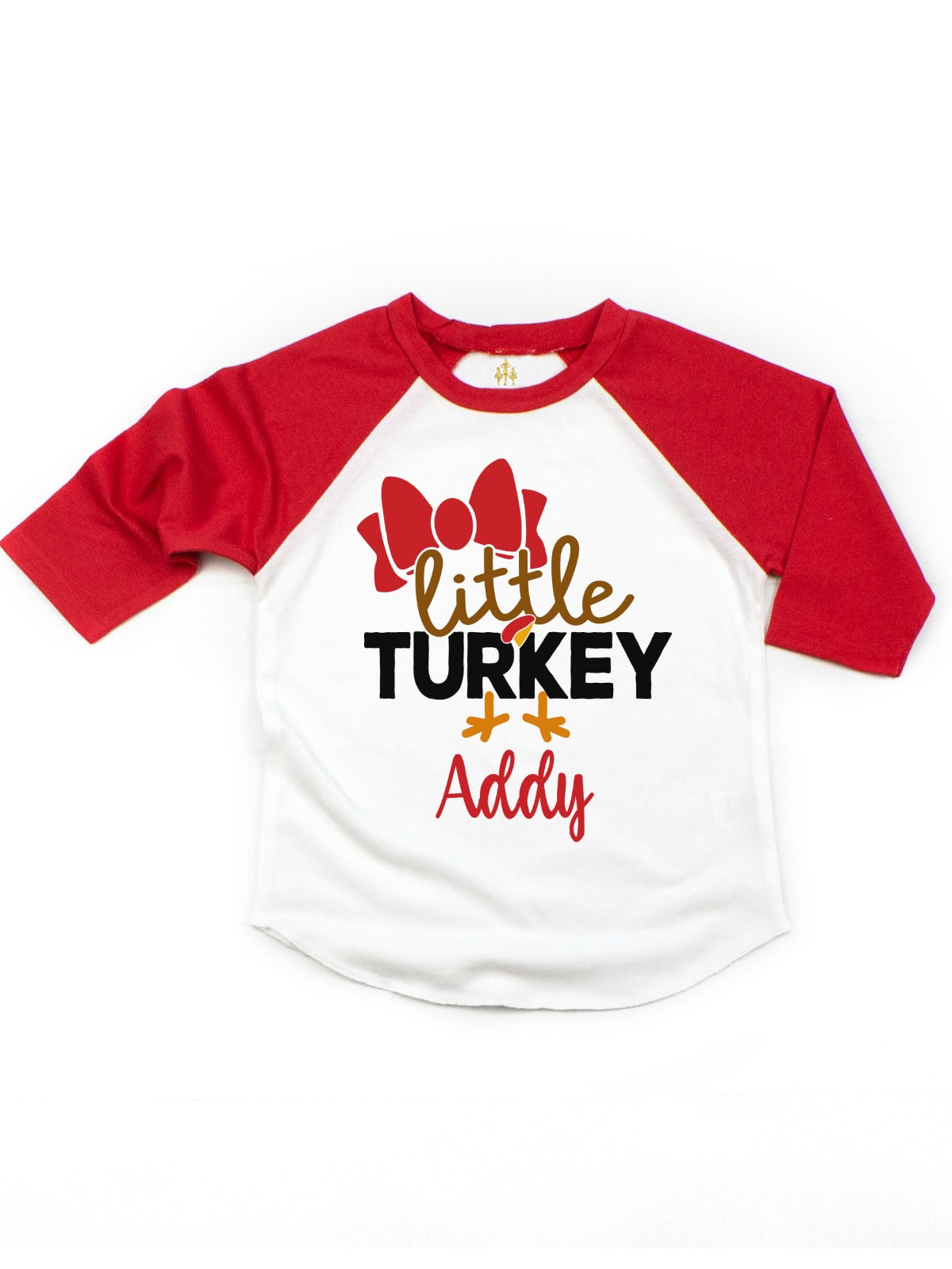 personalized little turkey red and white thanksgiving shirt