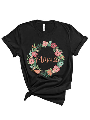 womens mama floral wreath shirt