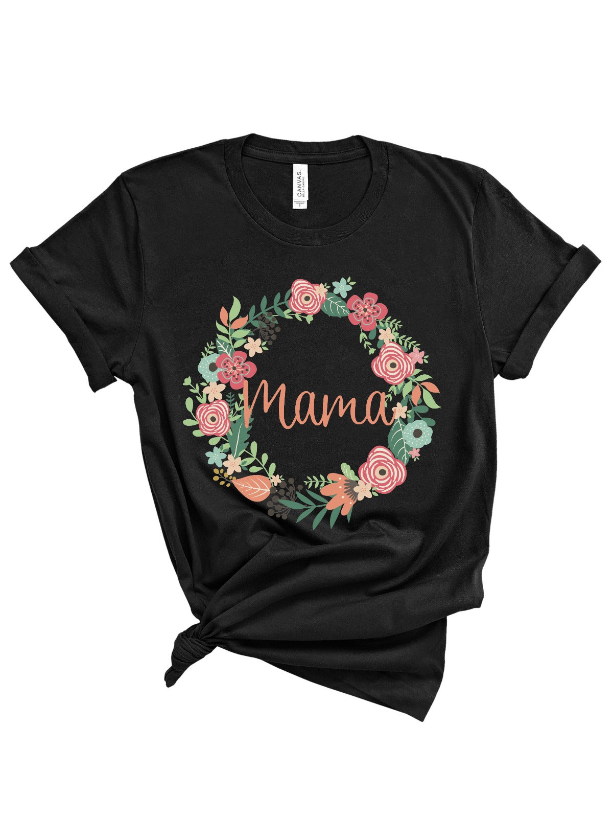 Mama Coral & Green Floral Wreath Shirt - Women's