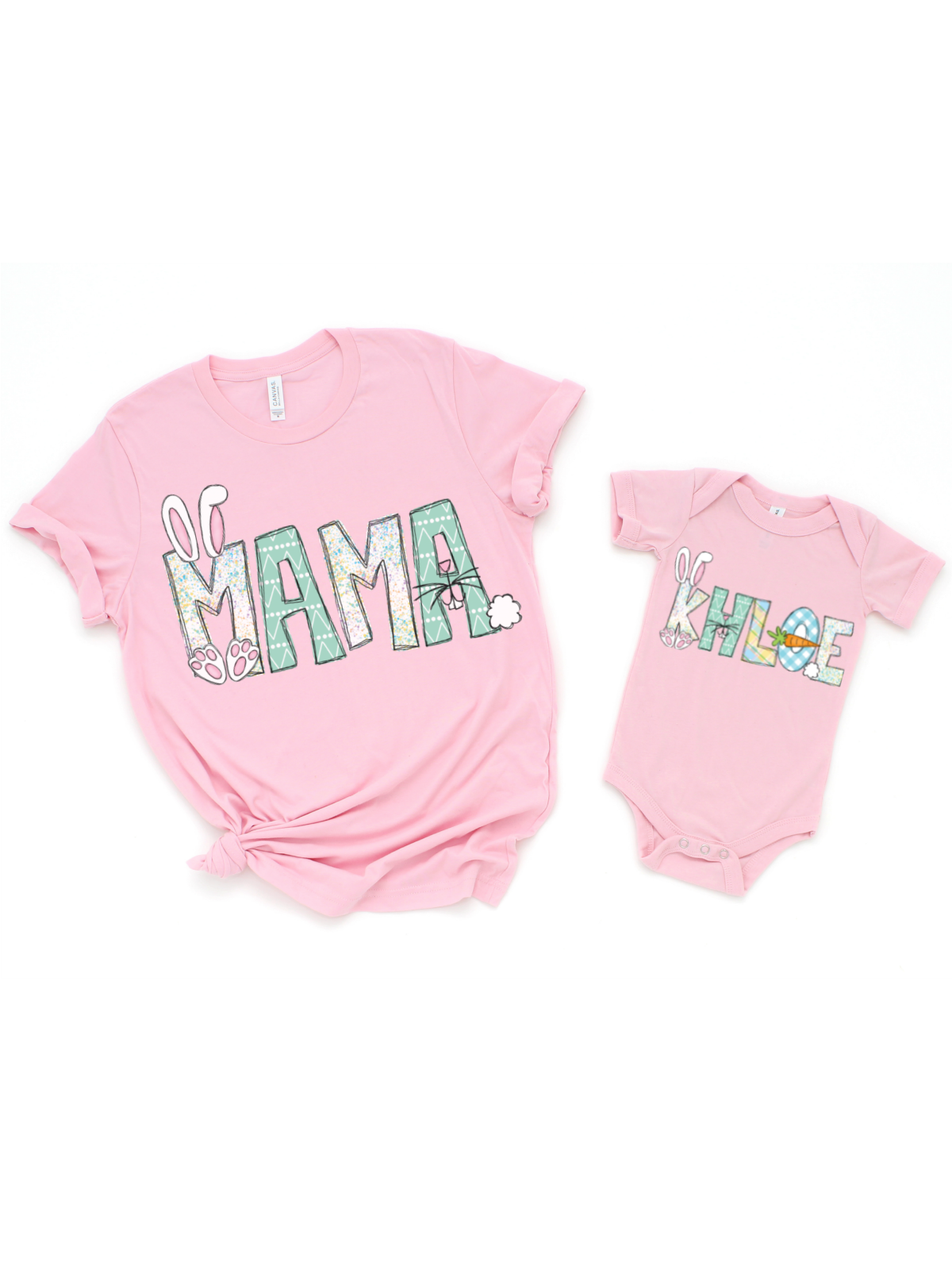 Mama and Me Custom Easter Shirts in Pink