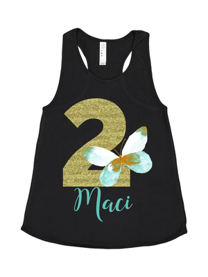 2nd birthday butterfly tank top