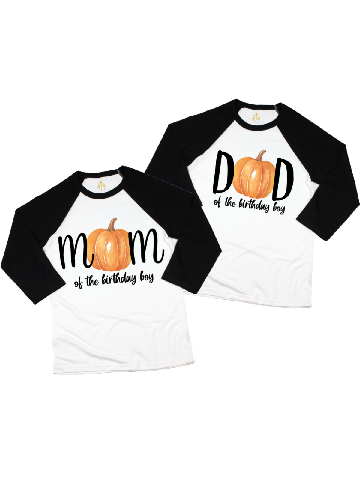 mom and dad of the birthday boy pumpkin shirts