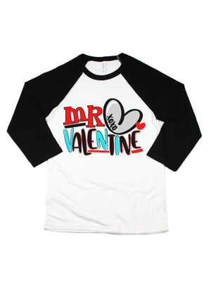 mr valentine raglan t-shirt for youth kids