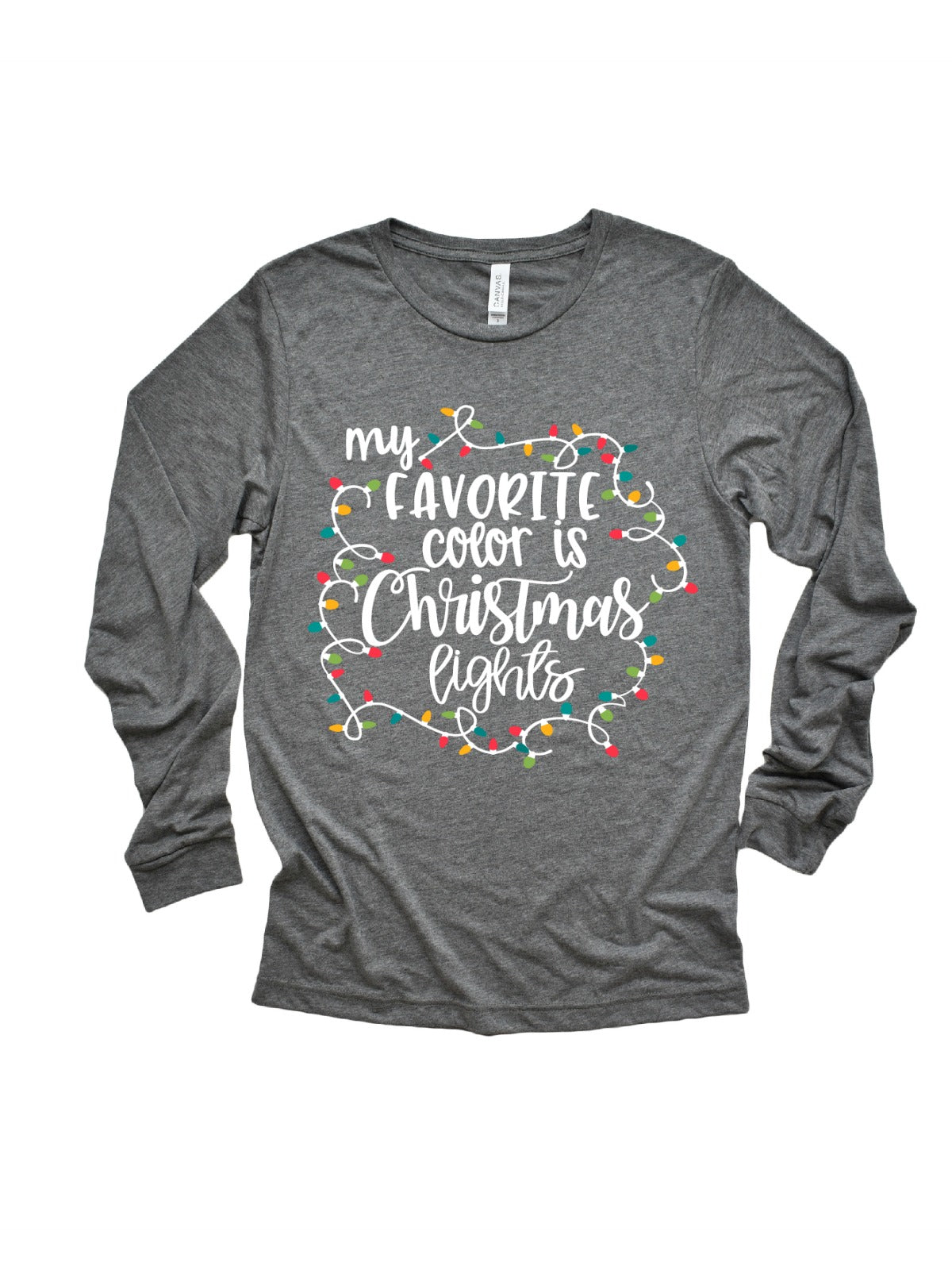 my favorite color is christmas lights adult shirt heather gray