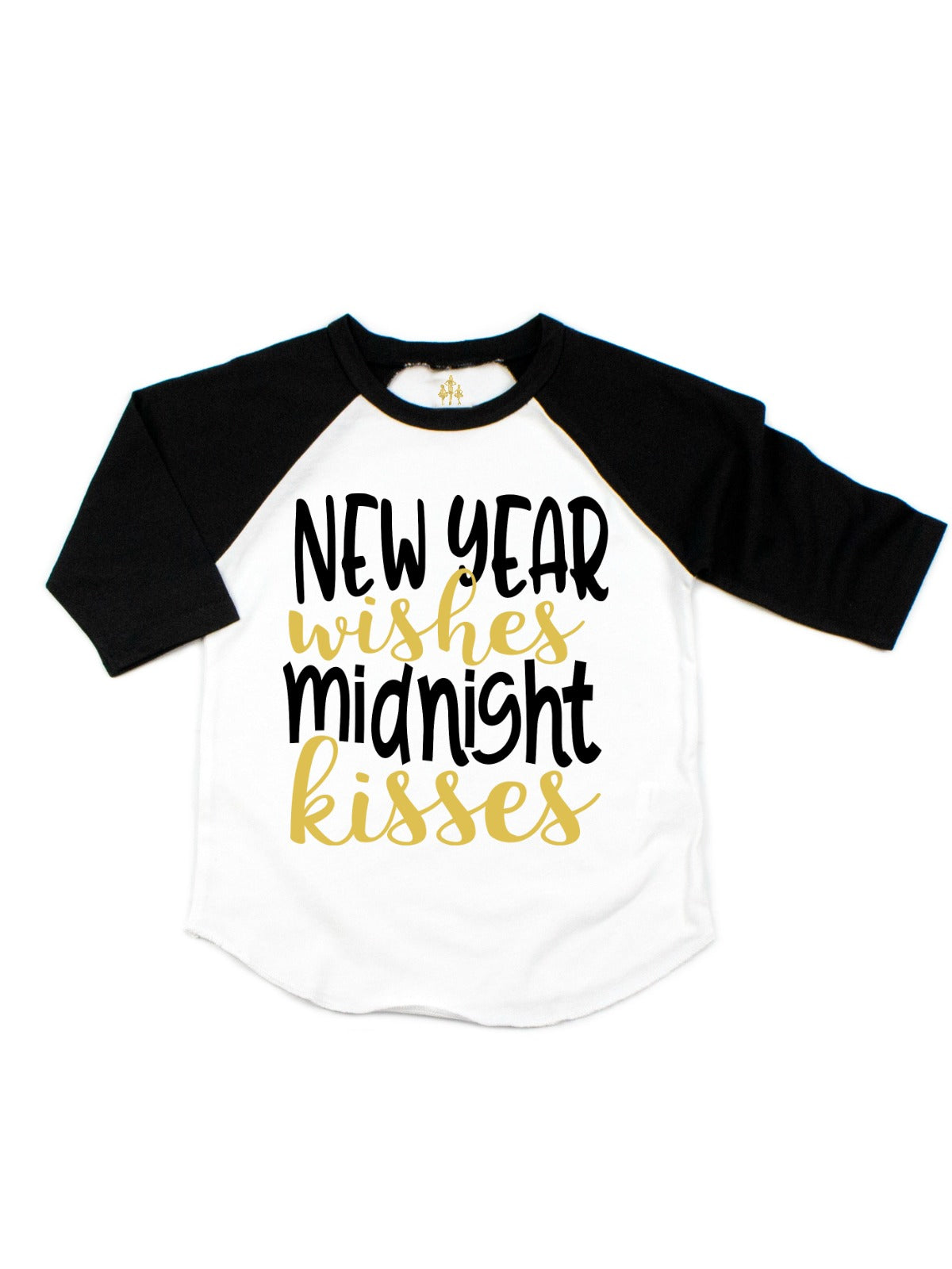 New Year Wishes Midnight Kisses Kid's Raglan T-Shirt
