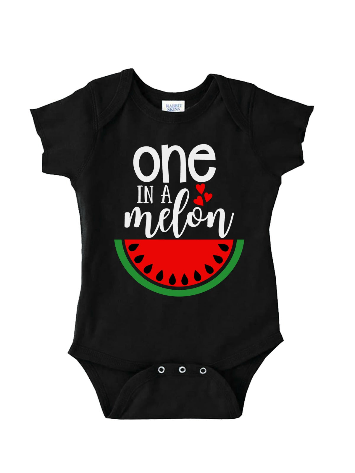 One in a Melon baby bodysuit in black