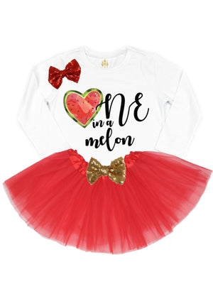 one in a melon tutu outfit birthday 