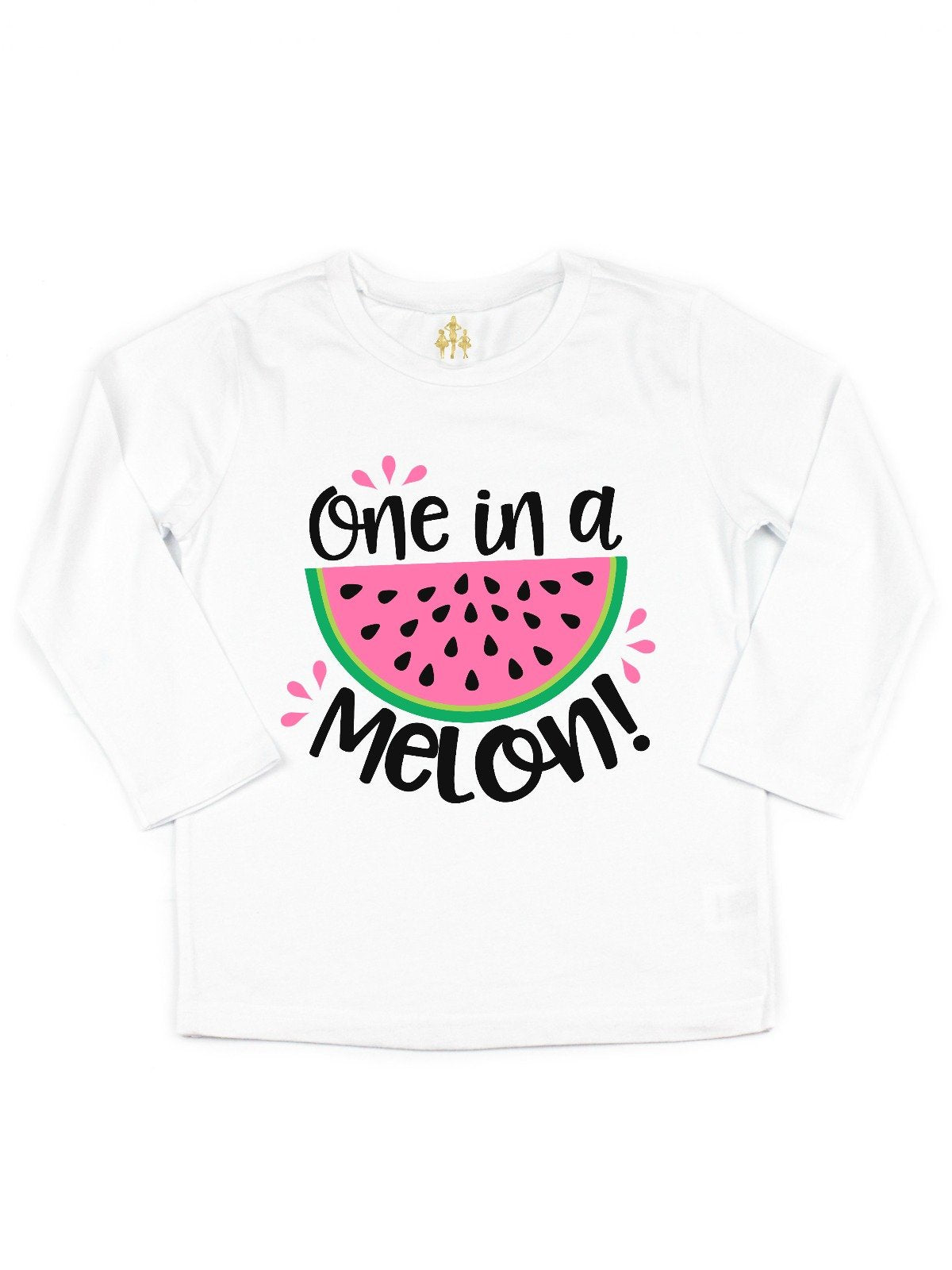 one in a melon pink and green girls long sleeve shirt