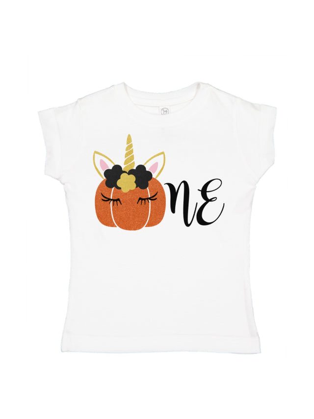 Girls First Birthday Unicorn Pumpkin Shirt