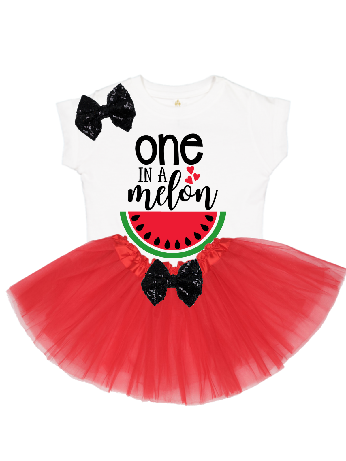one in a melon girls red and black tutu outfit