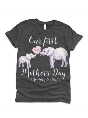 our first mothers day elephants adult tee