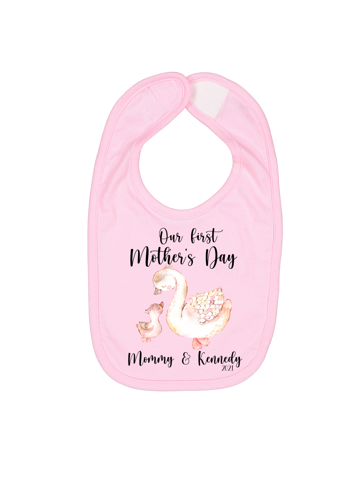 happy Mother's Day personalized pink baby bib