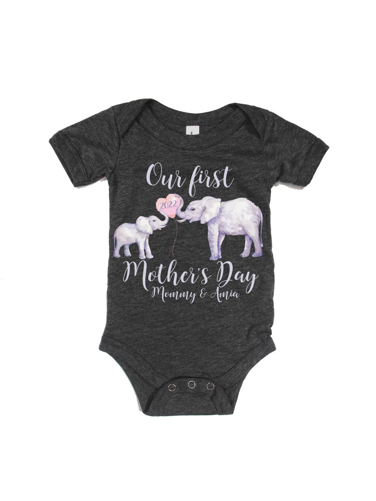 our first mothers day elephants baby bodysuit