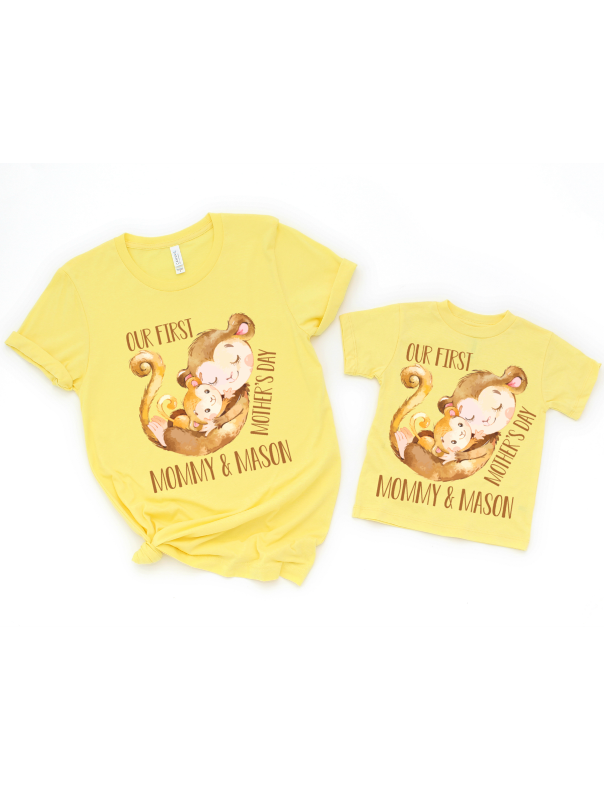 Our first Mother's Day Monkey Baby Bodysuit in Yellow