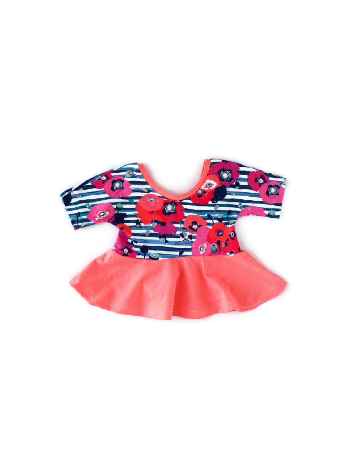 girls flowers and stripes peplum tops