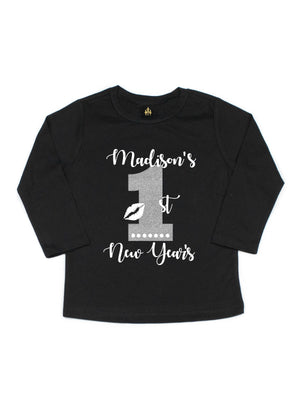Personalized 1st New Year's Top - Silver & White