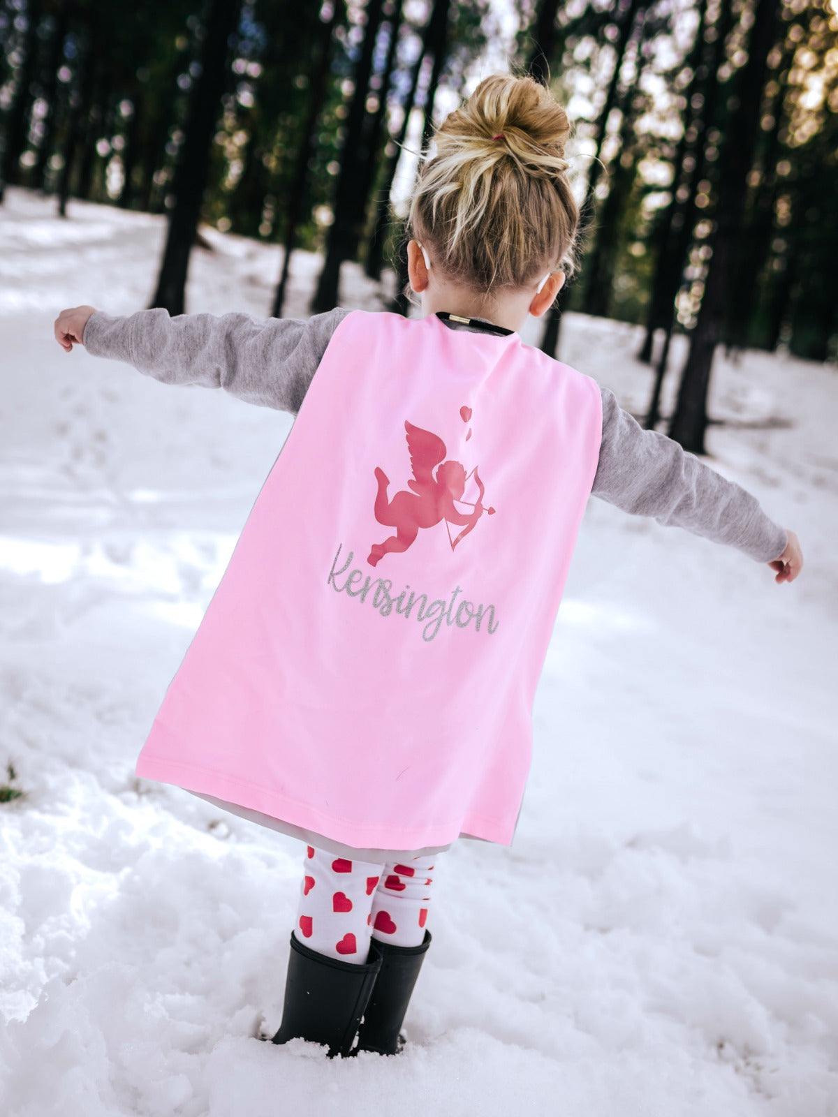 Personalized Cupid's Arrow Kids Cape - Pink & Red