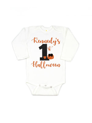 baby girl personalized first halloween bodysuit