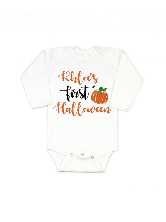 Personalized Baby Girl Halloween Bodysuit, Long Sleeve