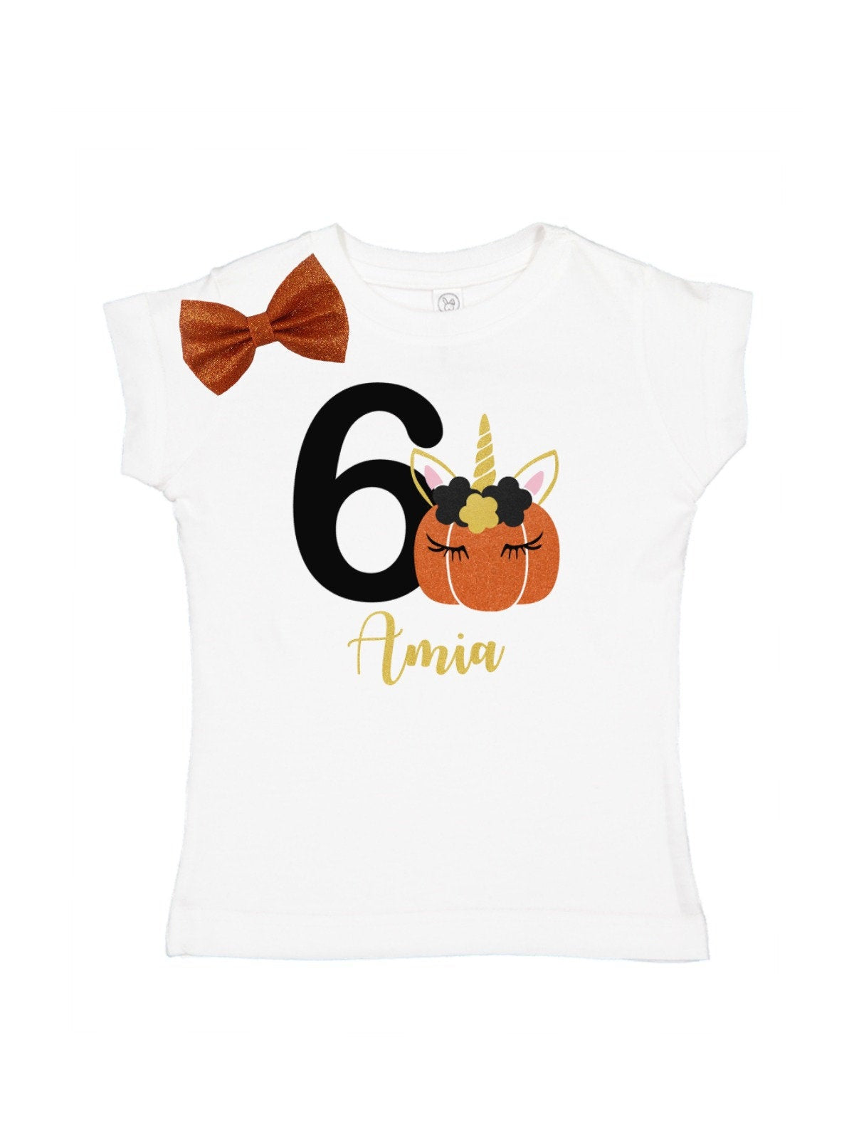 Personalized long sleeve white unicorn pumpkin birthday shirt