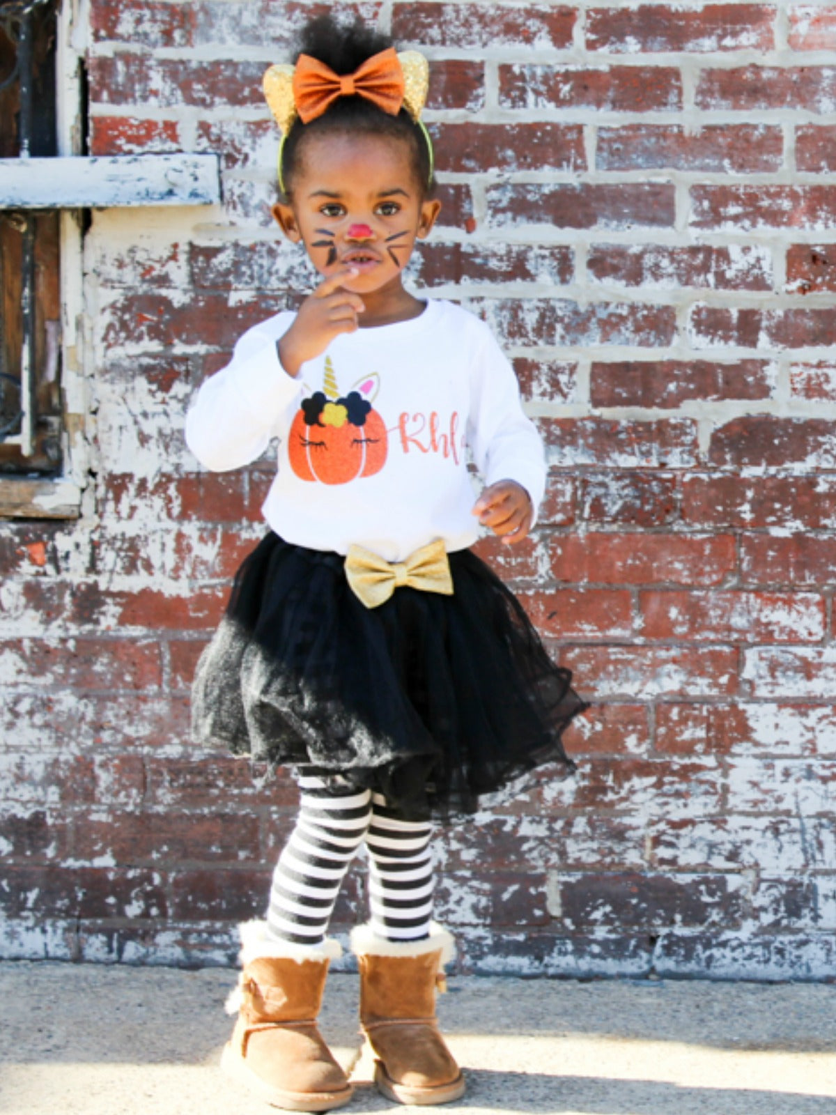girls Halloween pumpkin t-shirt custom