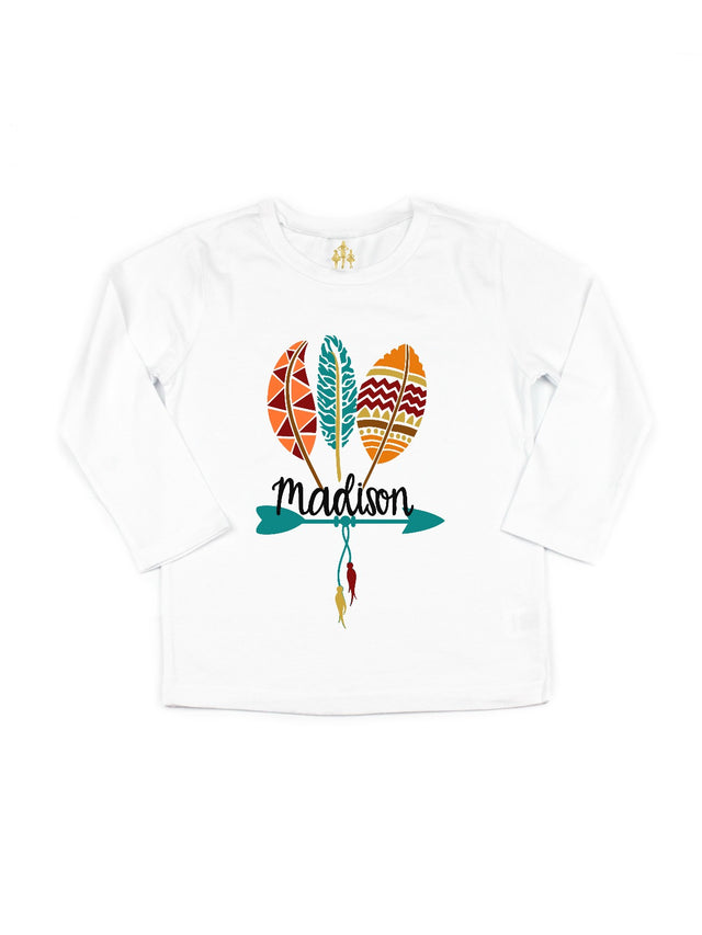 Girls Long Sleeve Fall Feather Shirt
