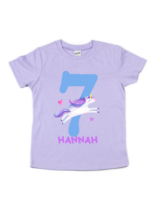 Personalized Unicorn Birthday Kids Shirt - Lavender