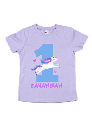 Personalized Unicorn Birthday Kids Shirt - Lavender