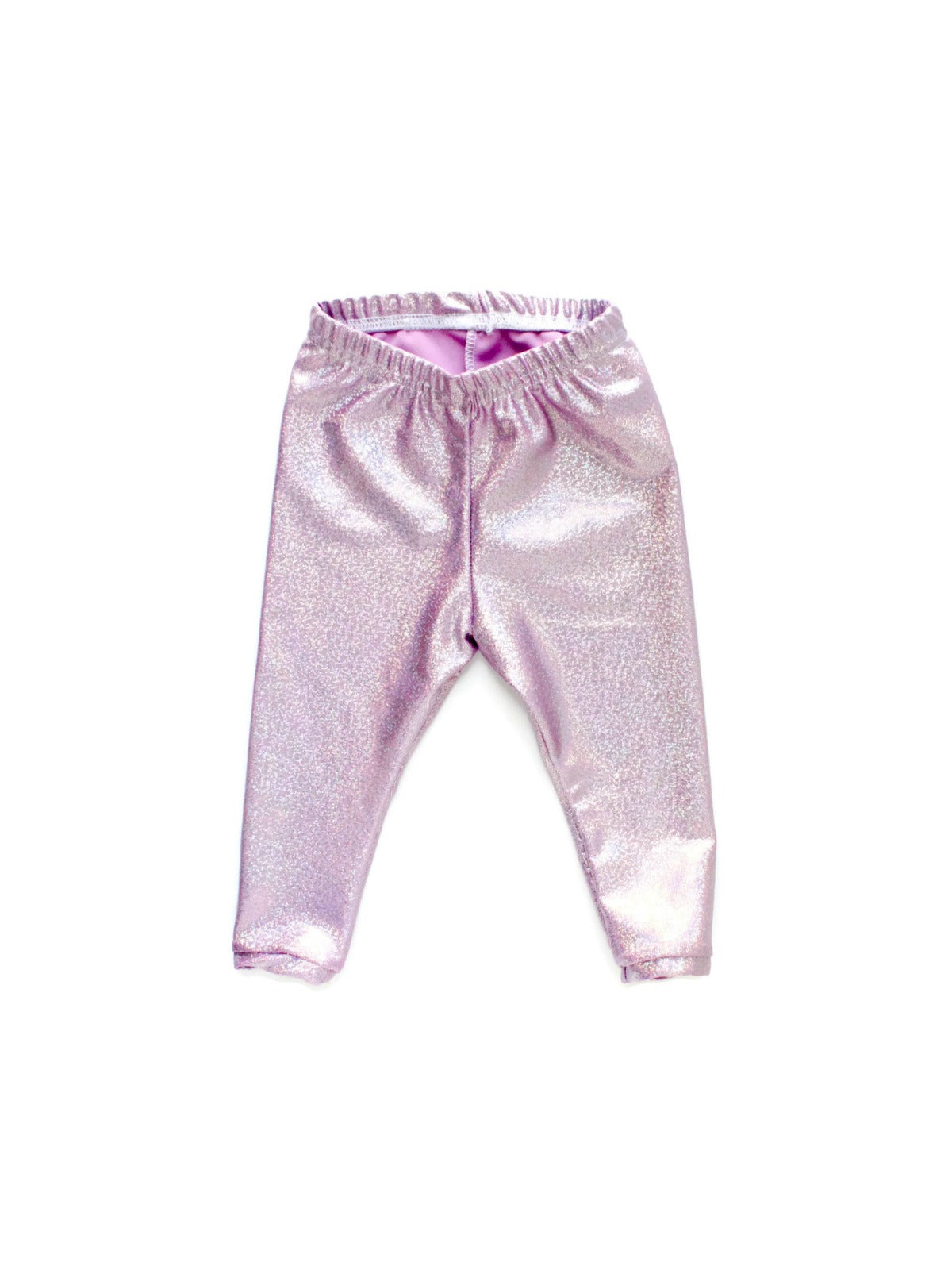 light pink metallic shimmer unicorn girl leggings