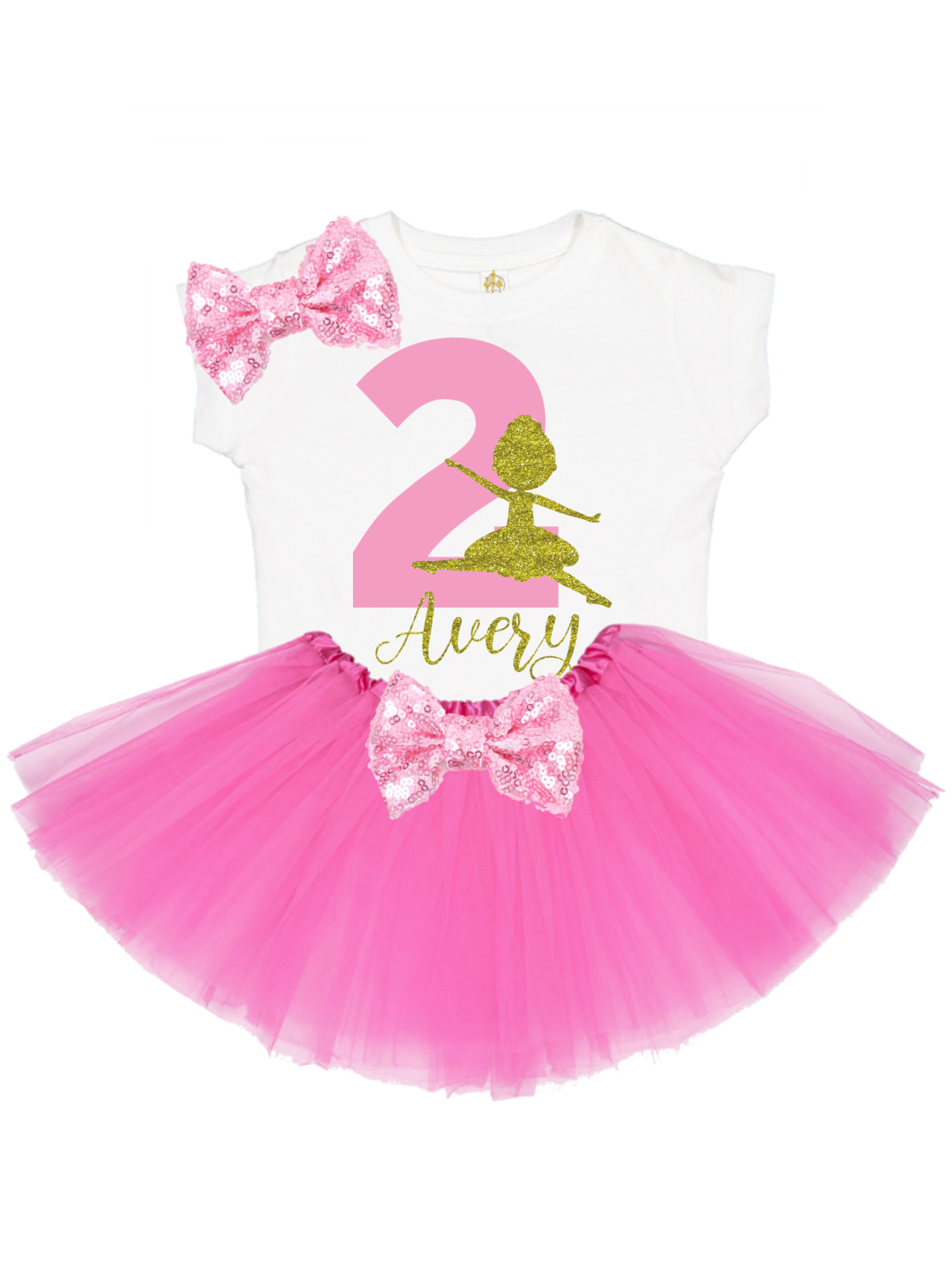 girls pink and gold ballerina tutu outfit
