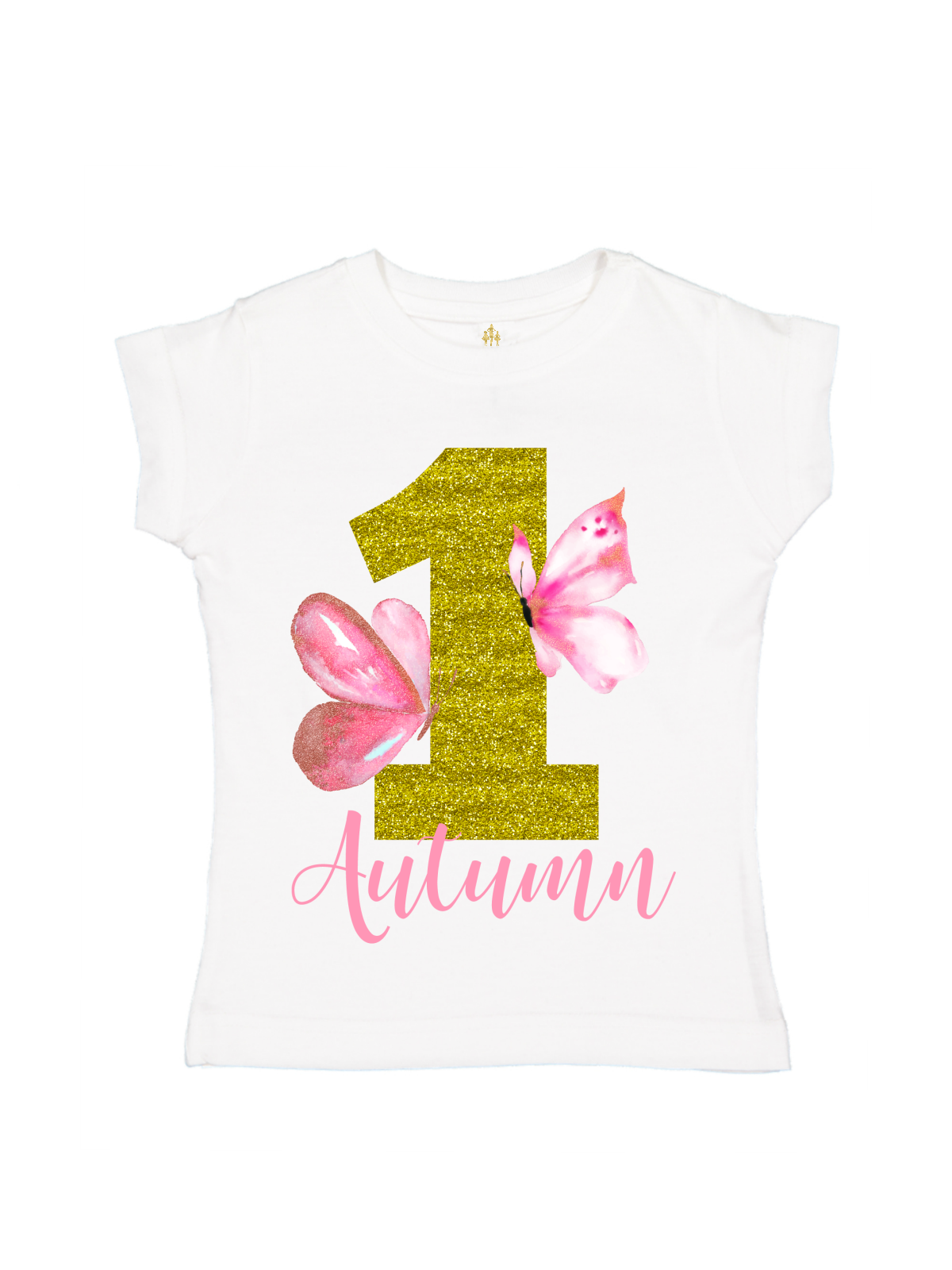 Pink & Gold Butterflies Girls Tutu Outfit - Personalized
