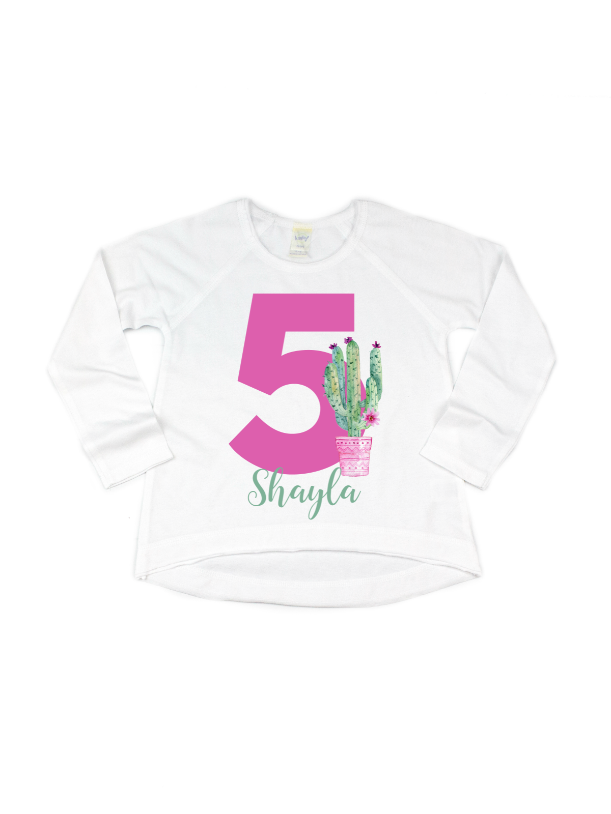 girls personalized cactus birthday shirt