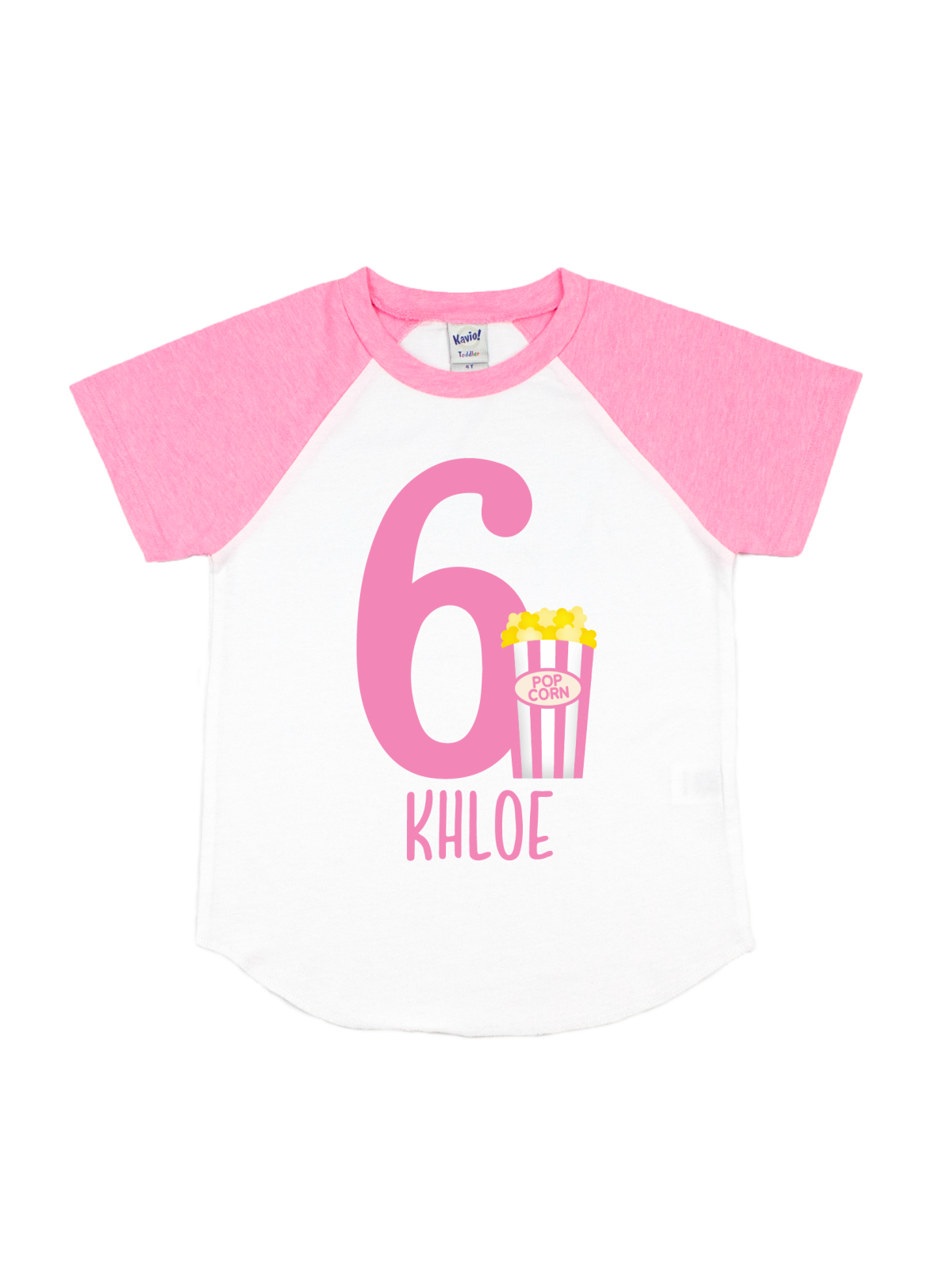 pink and white popcorn birthday shirt