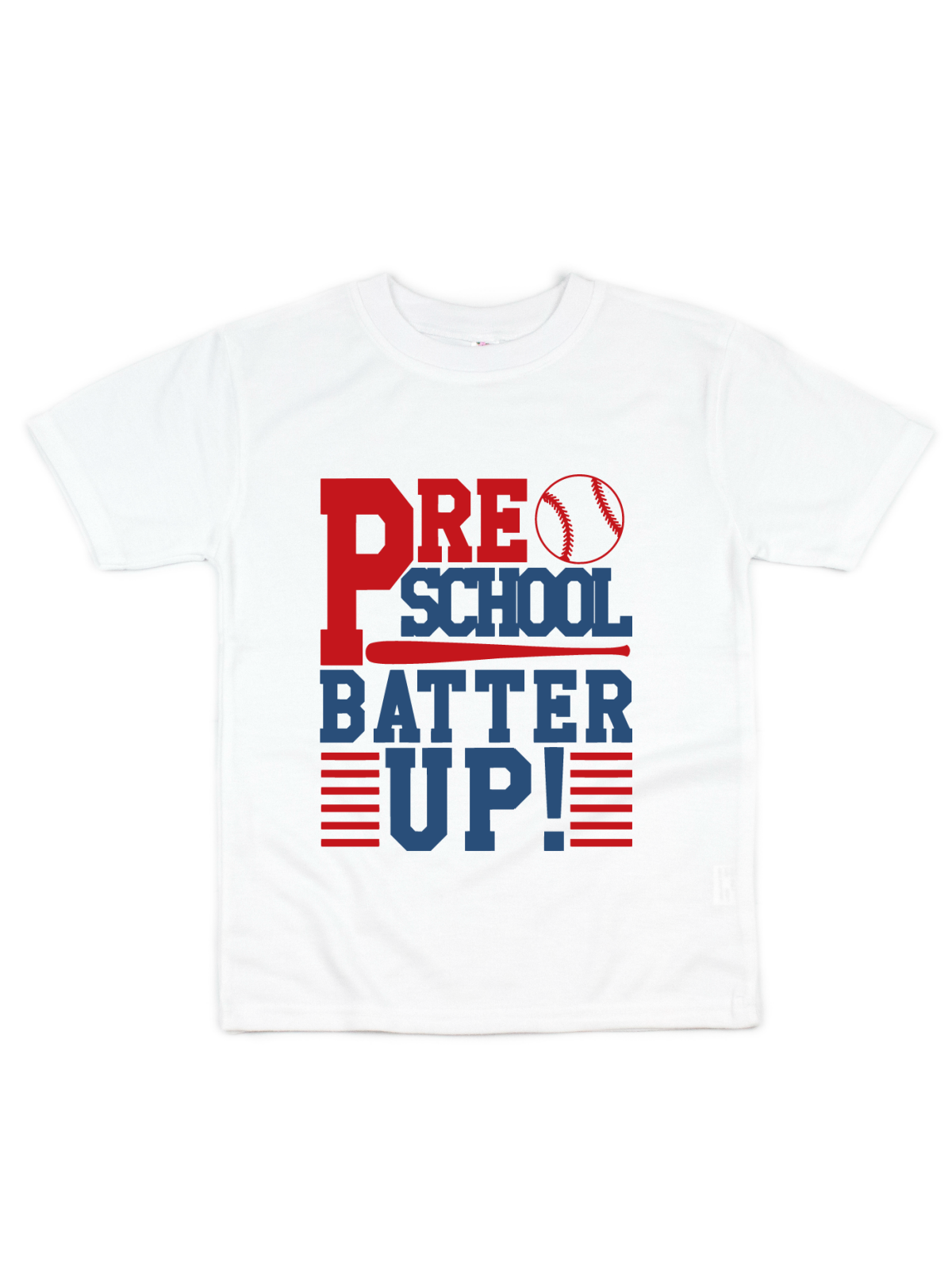 preschool batter up kids white shirt