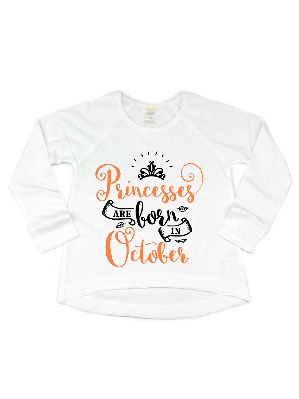Girls Long Sleeve Shirts in white, black, and gray. 