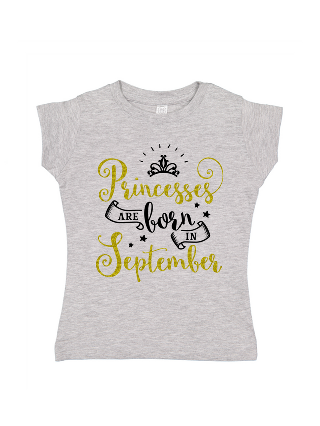 gray girls September birthday girl shirt