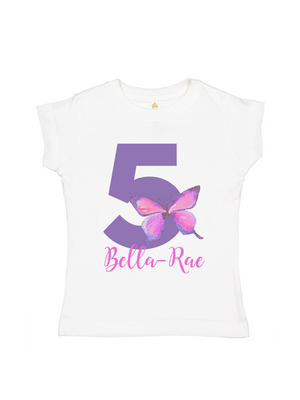 personalized purple butterfly shirt for girls birthday