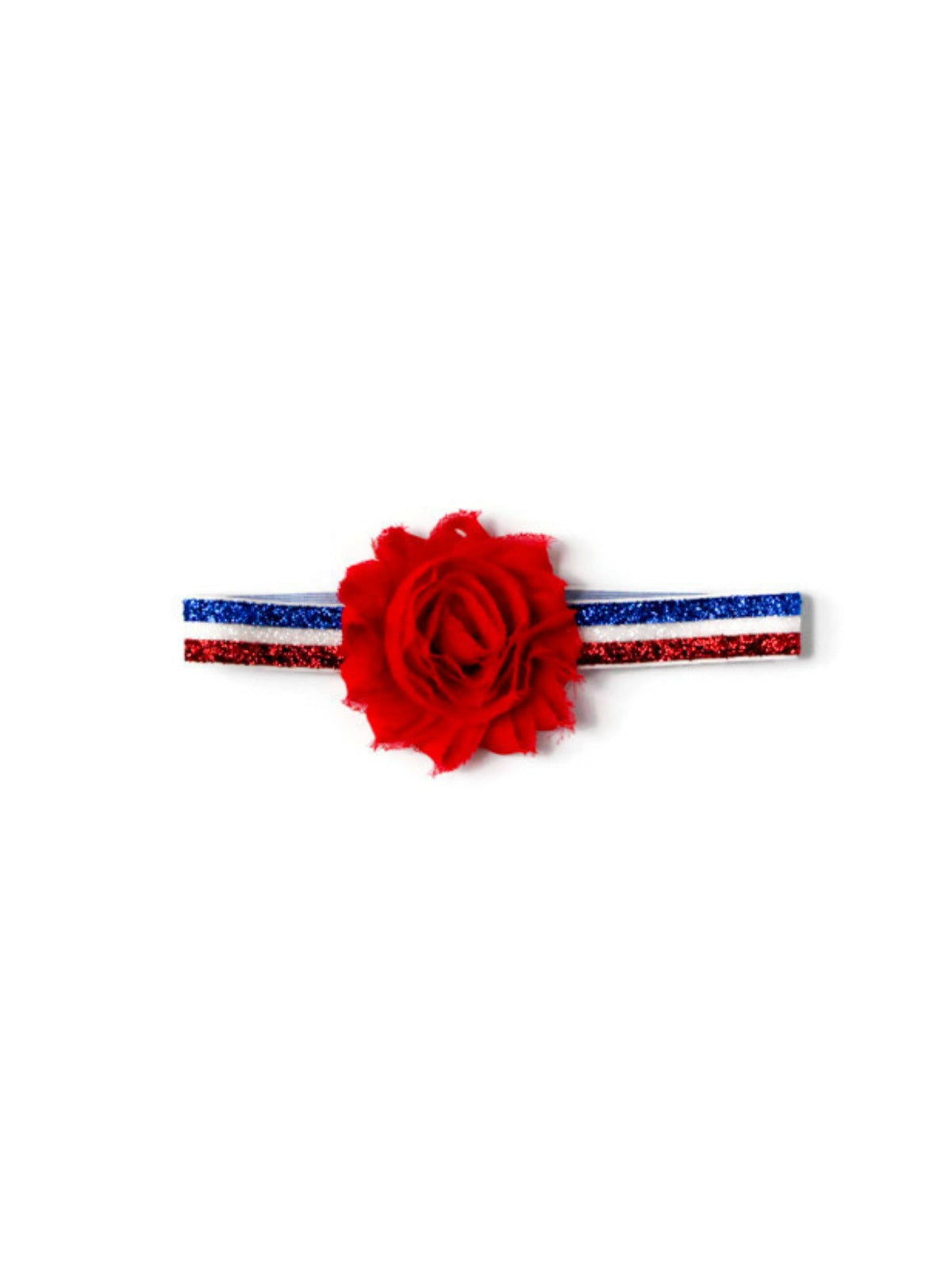 red white and blue glitter elastic baby girl headband