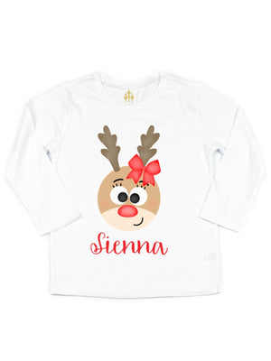 girls personalized reindeer shirt