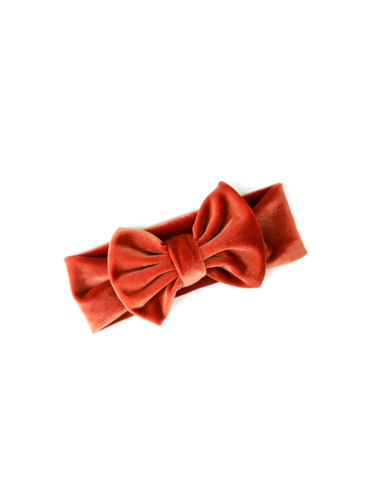 rust orange velvet bow headband