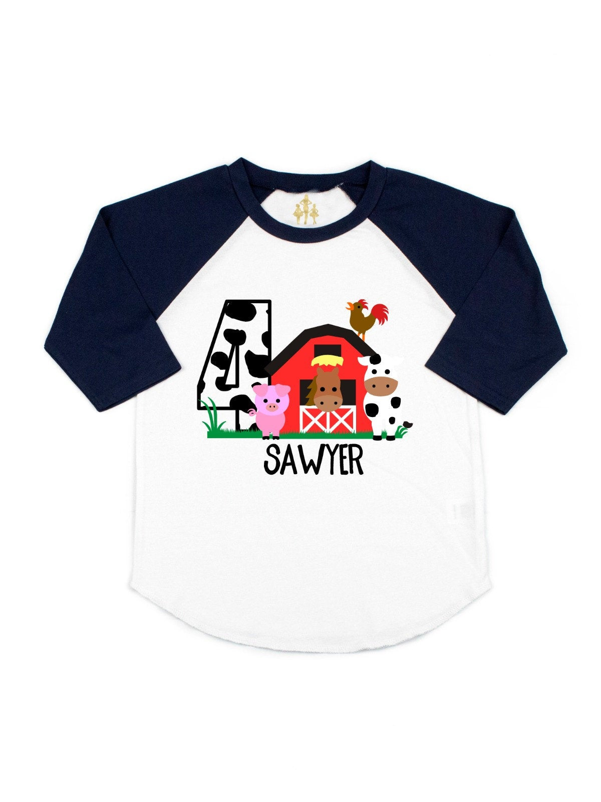 kids personalized barn farm animals birthday shirt