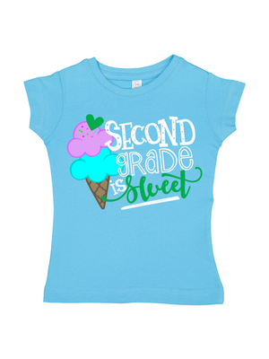 Second Grade is Sweet Girls Shirt in Blue